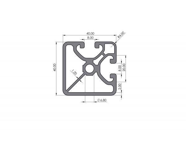 Aluminiumprofil 40x40 Eco Nut 8 I-Typ 2N90